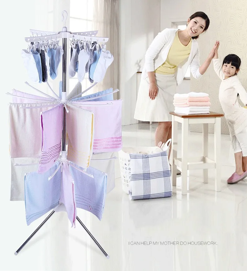 Durable Scalable Height Foldable Stand Towel Rack Bathroom Baby Clothes Dryer Rack