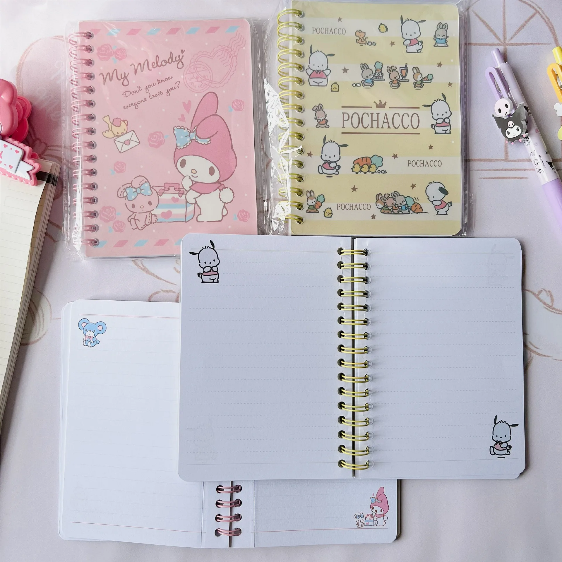 Botu new kawaii anime A6 Coil notebook melody cinnamororll kulomi carton notepad fot student gifts Writing Paper dairy Notepads