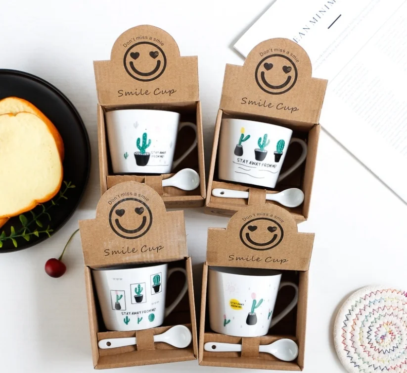 Creative ceramic cup opening small gift activity gift cartoon coffee cup Practical cup mug printed logo