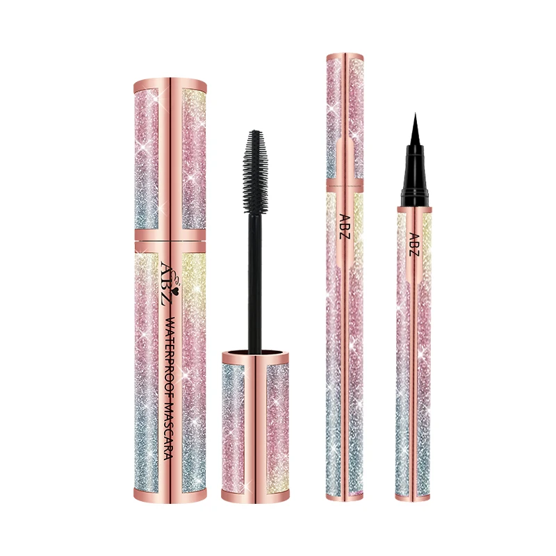 Glitter High quality Eyeliner and Mascara Set  Black  Waterproof Eyeliner and Mascara makeup Customized