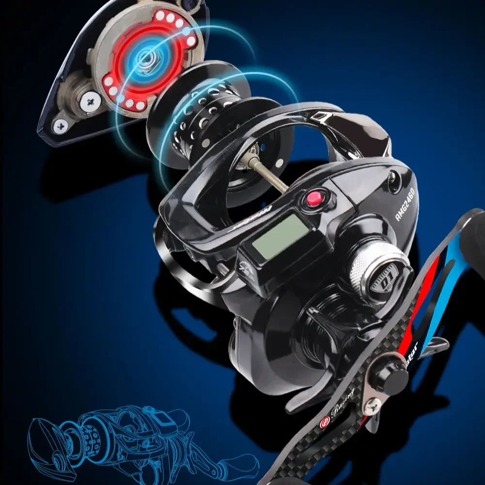 Digital LED BaitCasting 8kg Drag 9+1BB Bait Casting Fishing Reel Water Depth Vertical Measurement Electric Reel Fishing