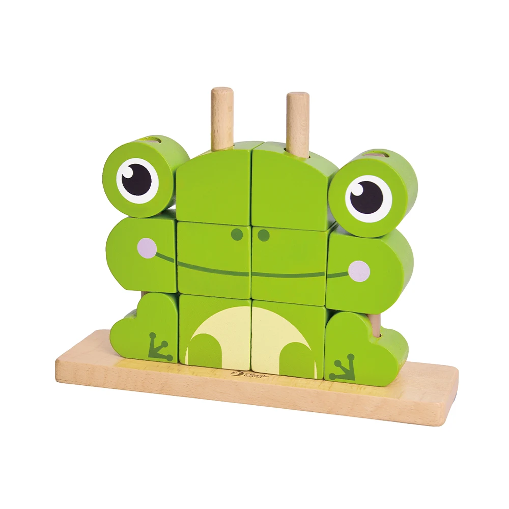 Classic World Frog Uni Shape Beechwood Wooden Puzzle Block Toy Kid Wooden Toys Block