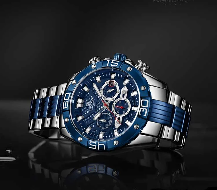 NAVIFORCE NF8019 high quality made in china men hour stylish Stainless steel  band waterproof watch character Casual wrist watch