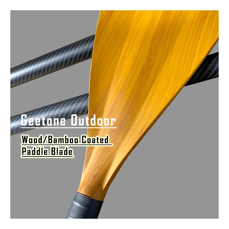 Geetone Fiberglass Bamboo Paddle For SUP Paddle Boards Fiber-glass shaft carbon Skin Wooden Bamboo Blade Coated 1.8-2.2m 3pieces