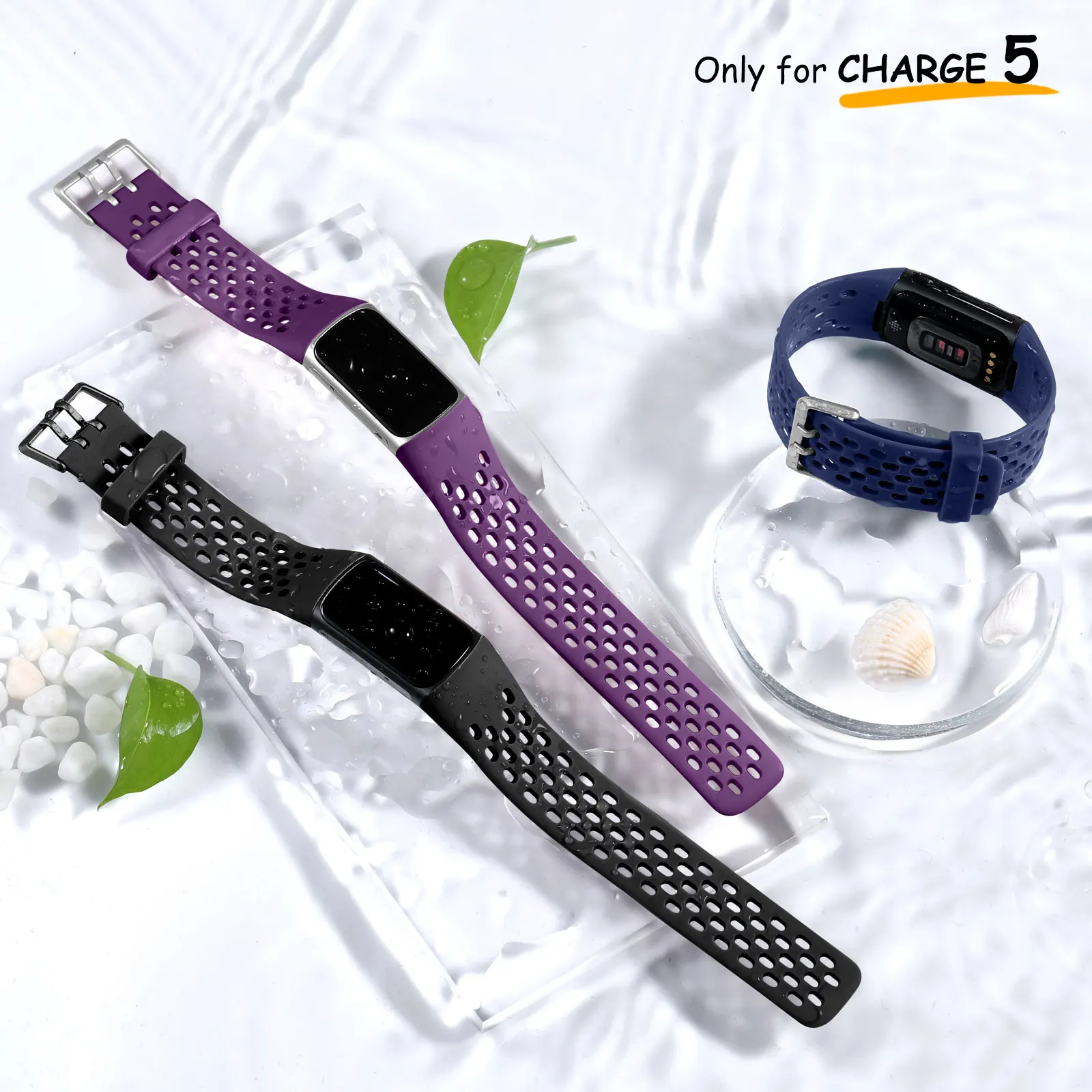 New arrival Breathable Wrist Band Silicone Sport Waterproof Watch Band For Rubber Watch Strap Fitbit Charge 5