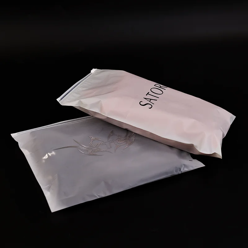 Hot Sales Zip Lock  Custom Printed Logo Biodegradable PVC Frosted Resealable Plastic Bag T Shirt Packaging Socks Underwear