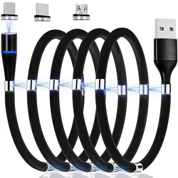 USB Charging Cord Self-winding Coiled 360 3A Charger 3 In 1 Magnetic Usb cable