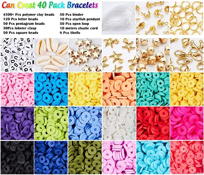 Alphabet Beads DIY Bracelet Making Kits Polymer Clay Acrylic Beads Bracelet Making Kit Charm Bracelet Making Clay Beads Kit