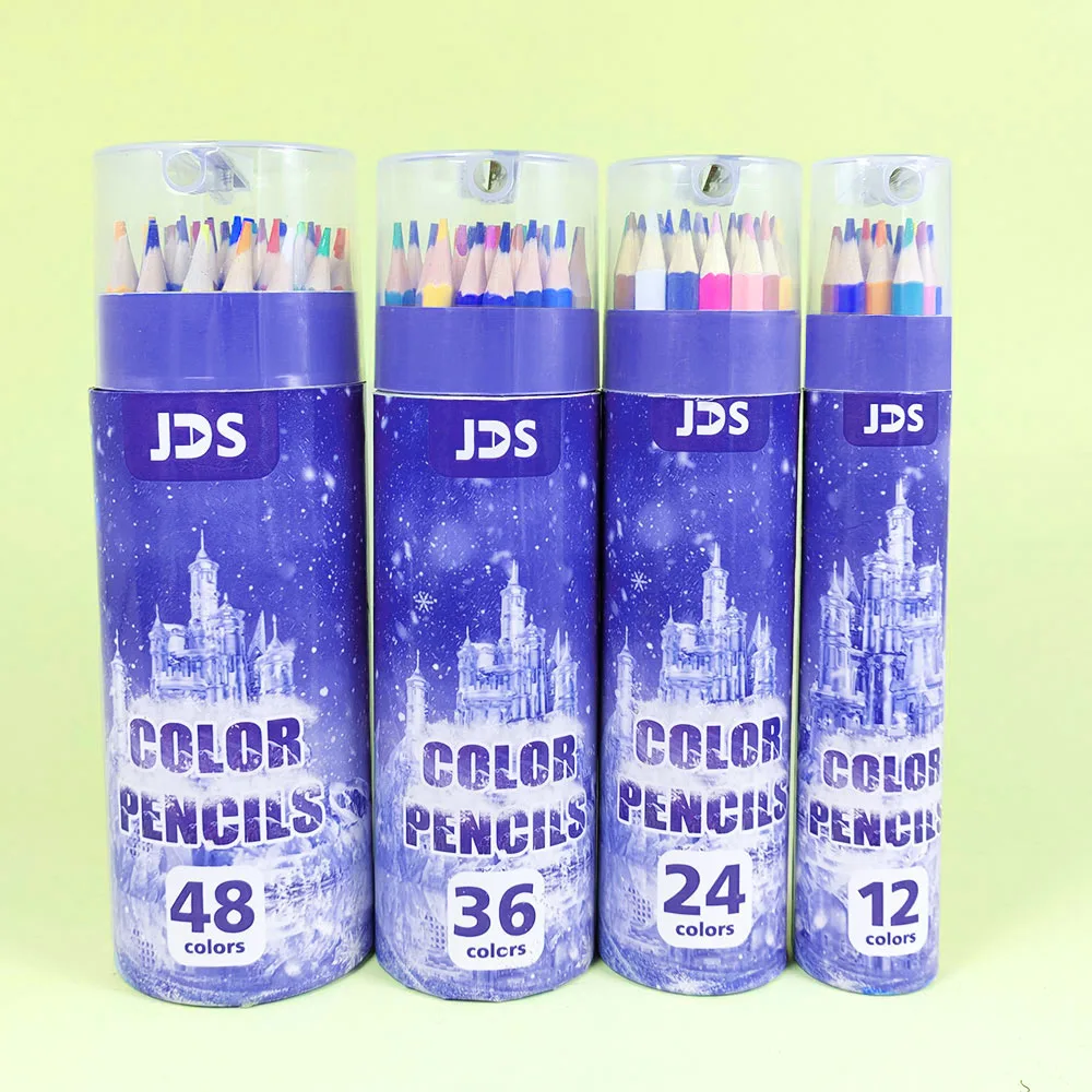 New Frozen Design Colored Pencils 12/24/36/48 Colors Pencil for Drawing with Paper Barrel Customized Logo