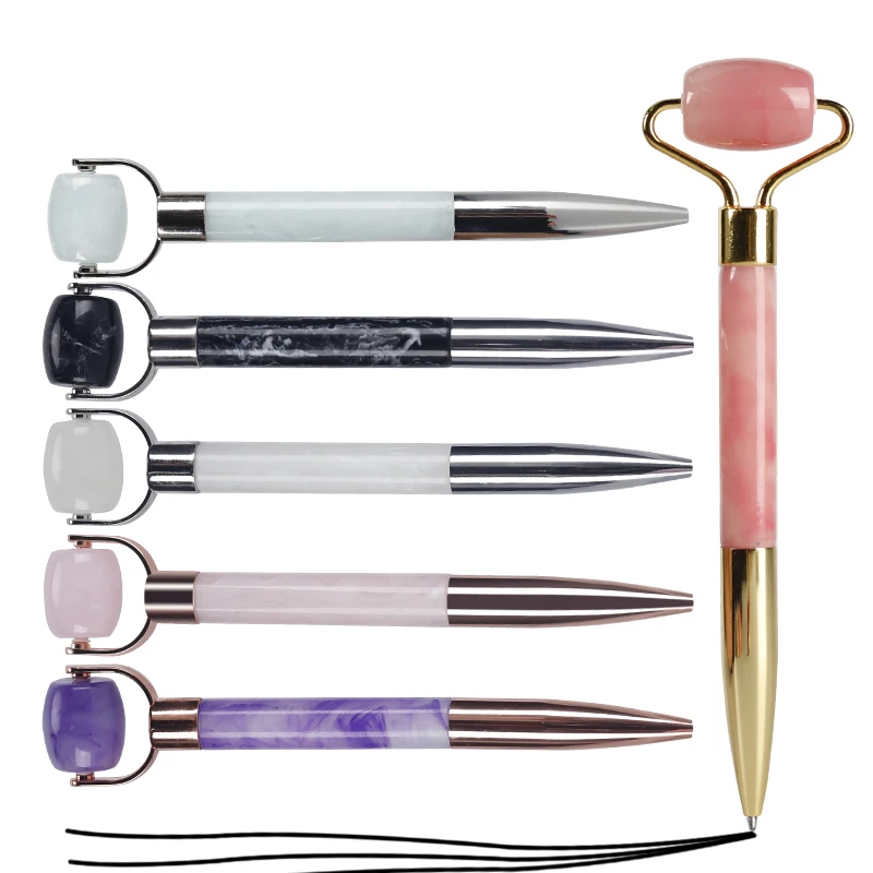 High Quality Customized Promotional Gift Ballpoint Pen Advertising Hotel Resin Beauty Facial Roller Massage Pen with Logo