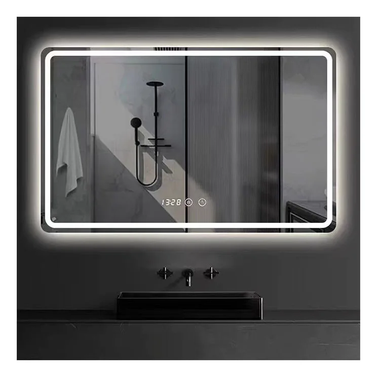 Prefabricated Exterior Bathroom Touch Switch Screen Mirror Glass Wifi Washroom Espejo Vanity Led Light wall Bath Mirror