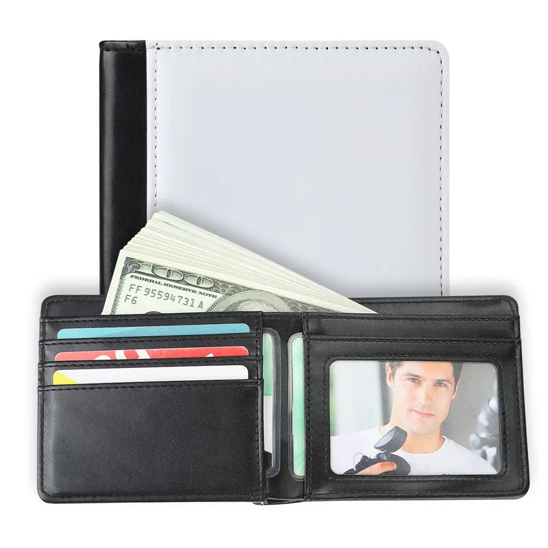 AGH Double Sided Heat press Printing PU Leather Sublimation blank Mens Wallet leather wallet for men