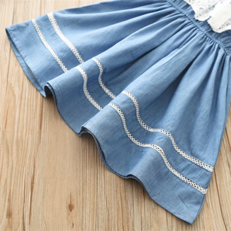 2022 Summer Fashion Toddler Solid Lace Denim Skirt Sleeveless Kids Clothes Casual Dress Baby Clothing Girls Children Dresses