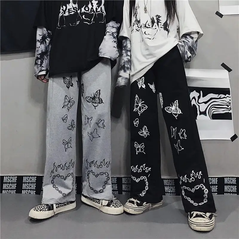 Vintage Wide Leg Pants Winter Fashion 2022 Harajuku Print Trousers Women Loose Casual Korean Style High Waist Pants
