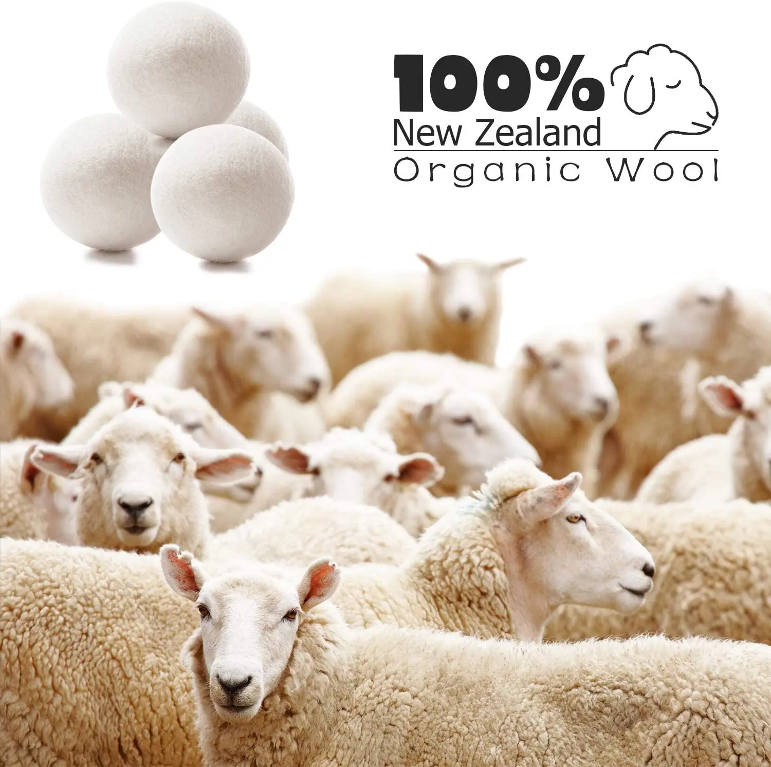 Wholesale 6 Pack Eco Friendly 100% Organic New Zealand Laundry Wool Felt Dryer Balls 100% organic premium wool dryer balls