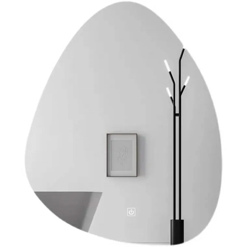 Special-shaped water drop smart touch screen hotel toilet  mirror cosmetic with LED light bathroom wall hanging bathroom mirror