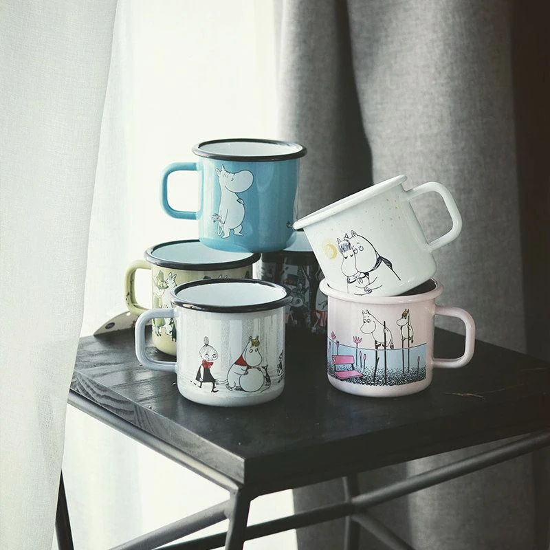 High Quality Bulk Custom Yellow Colored Logo Printing Vintage Design Enamel Coffee Bear Mug