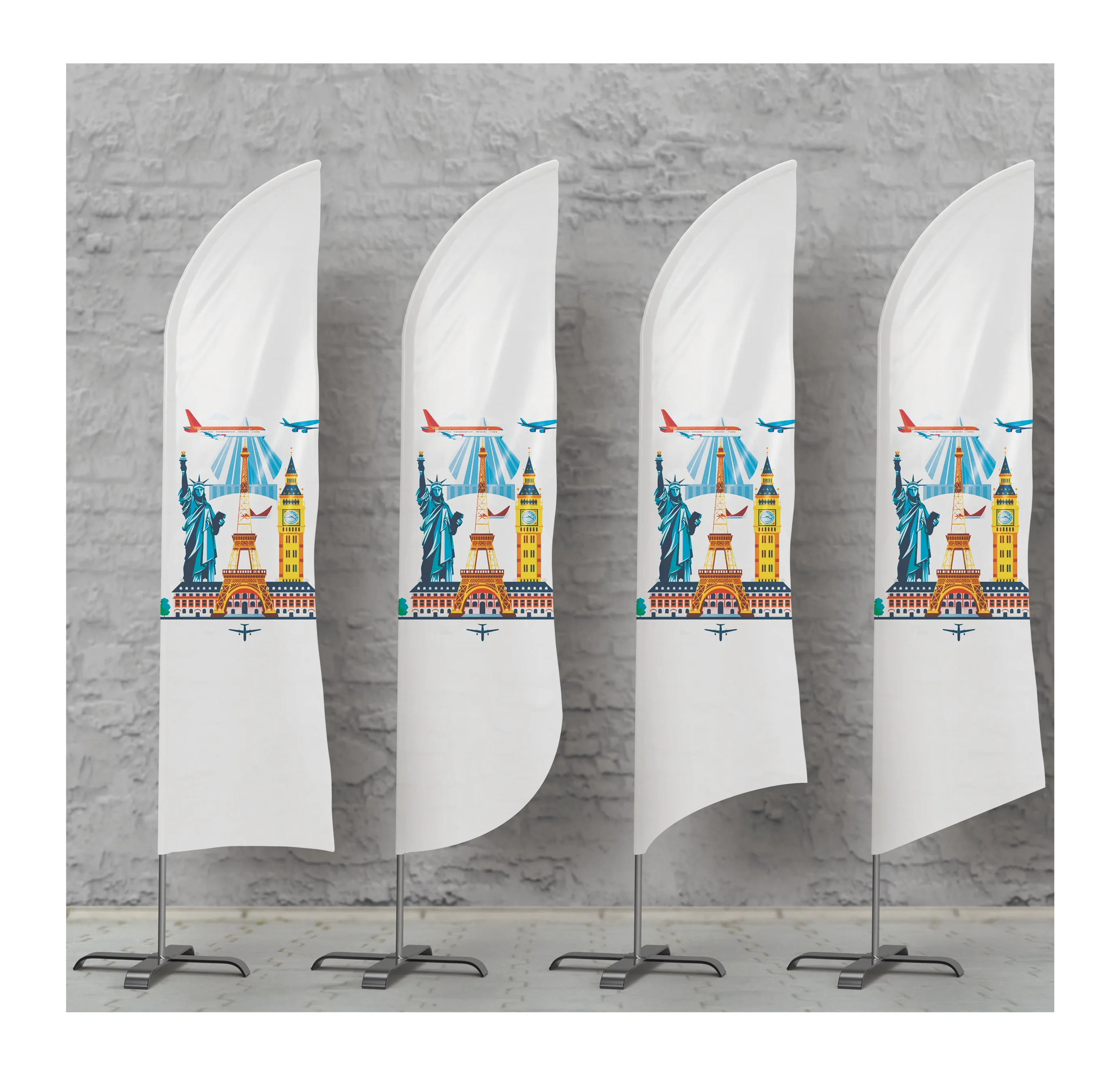 Customized Summer  Tourism Advertising Thermal Transfer Double-side Printing Beach Flag