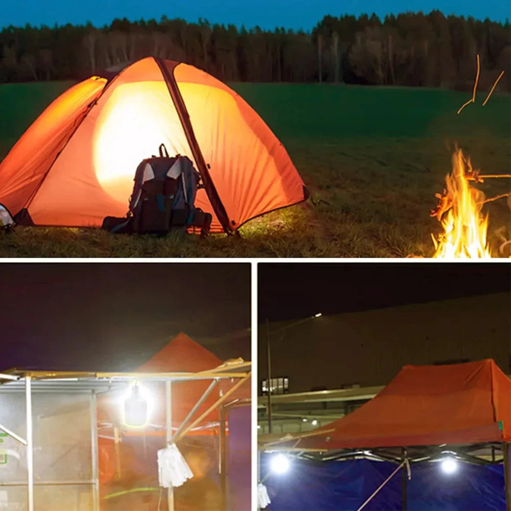 60W Rechargeable Led lamp Portable Camping Lights Bulb Emergency  Lights Outdoor Fishing Picnics Hanging Tent Light