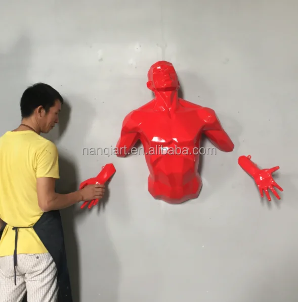 Artificial Resin Handicraft Figure Sculpture Modern Luxury Home Wall Decoration Statue Creative Life Size Art Red Sculpture