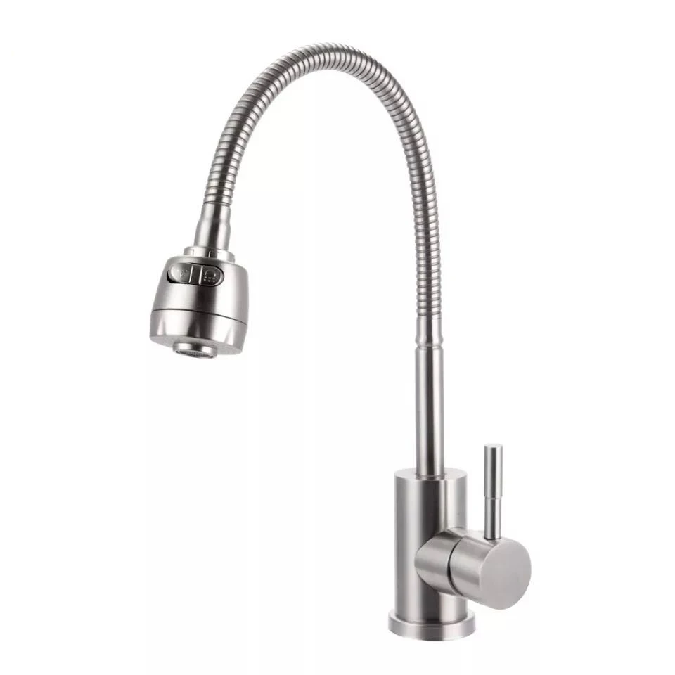 Кухонный Смеситель для горячей и холодной воды, одиночная Выдвижная головка распылителя, два способа выхода воды, Универсальный гибкий полированный шланг