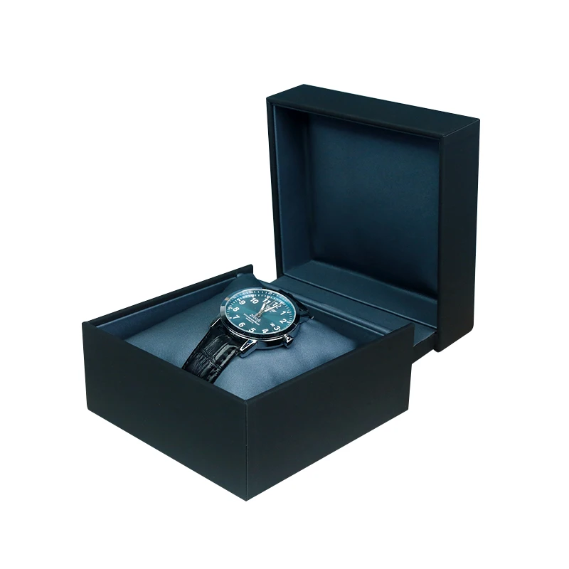 Luxury Black PU Leather Watch Display Box Custom Design Your Own Leatherette Watch Storage Gift Box with Replaceable Insert