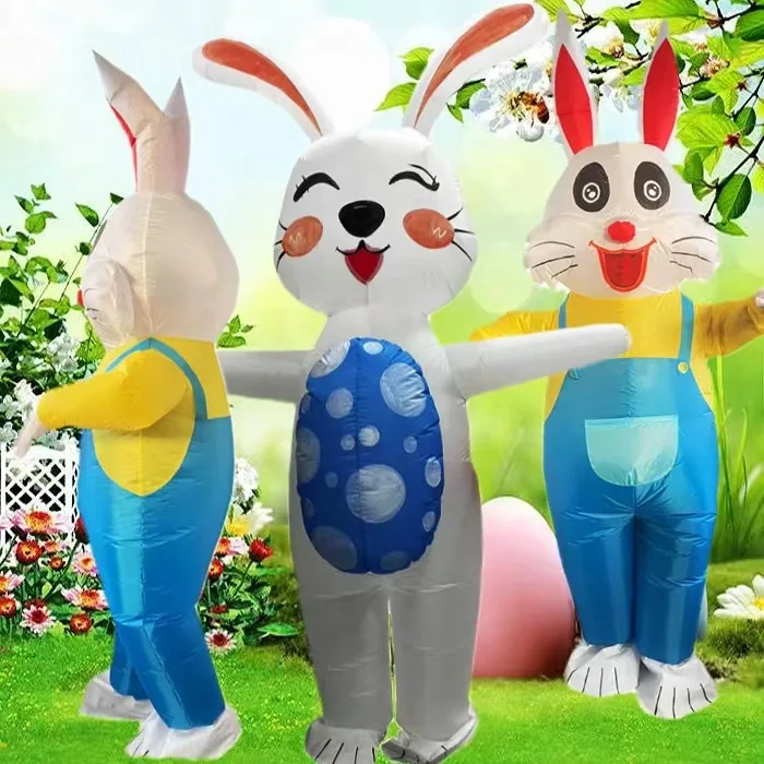 New Design Fancy Dress Jumpsuit Cosplay Party Rabbit Inflatable Suit Easter Adult Inflatable Rabbit Costume For Kids