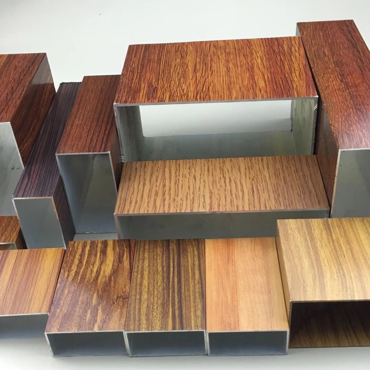 
Factory Customized aluminum profiles Wooden Series Temper Flat Color door window and kitchen 