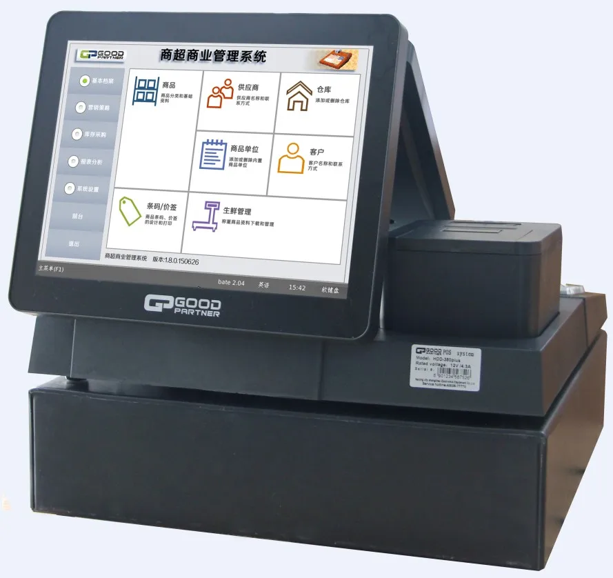 All-in-One Touch POS Systems Checkout Machine Capacitive/Resistive Display Thermal Printer Cash Drawer for Restaurant Payment