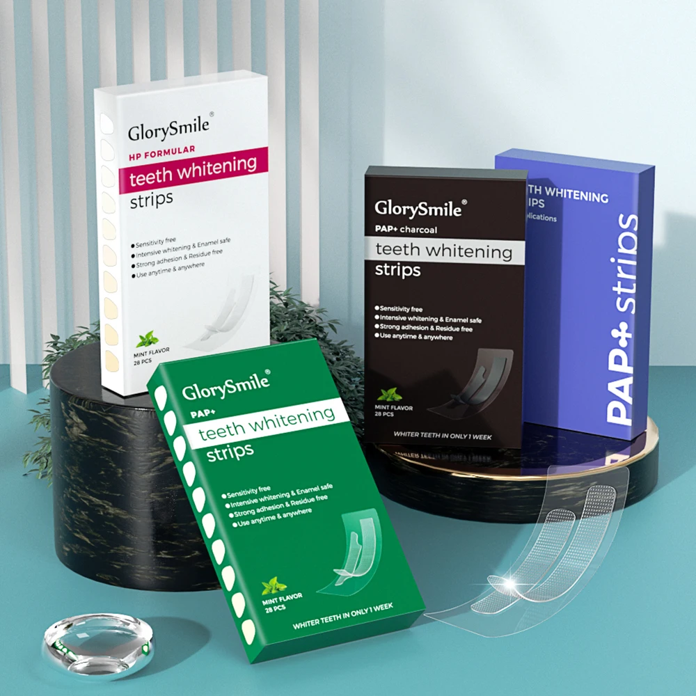 Private Logo Most Sale Teeth Whitening Strips Mint Flavor 30 Minutes 28 PCS PAP+ Purple Teeth Whitening Strips