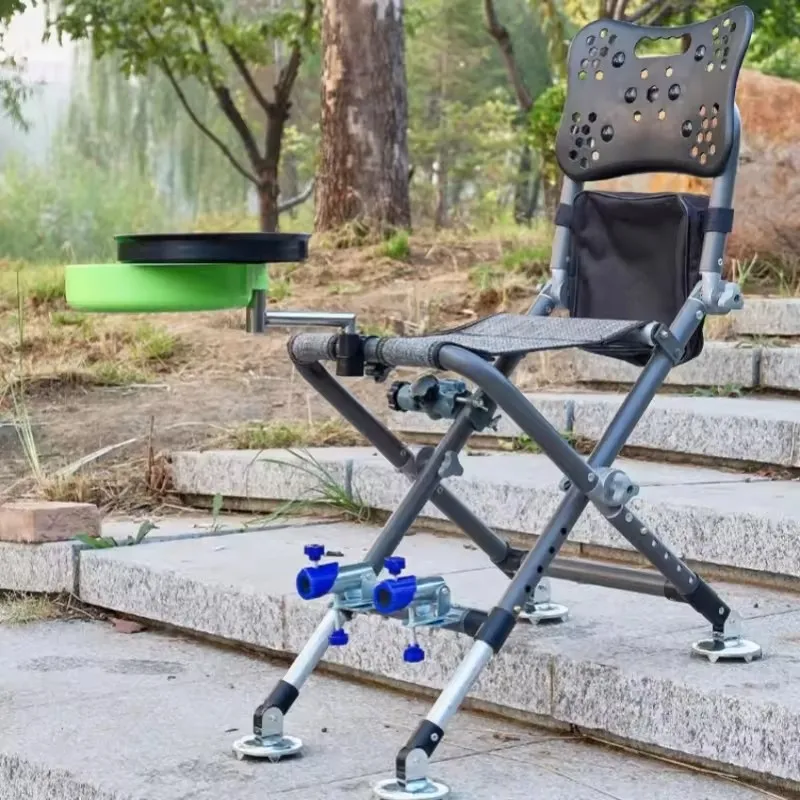 Langsheng Hot Sale Aluminum Alloy Adjustable Folding Fishing Chair with Portable Storage Bag for All Terrain Outdoor Fishing