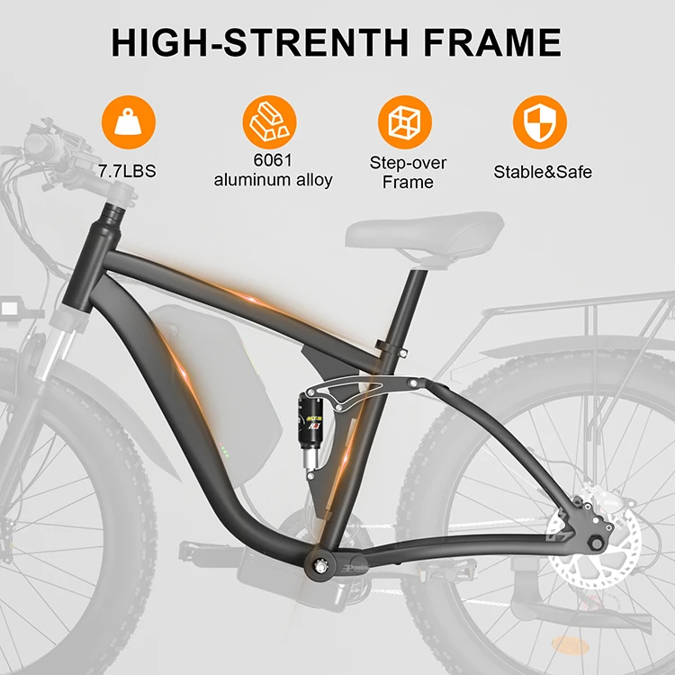 US Stock 26*4.0 2000W Dual Motor Big Power Electric Fat Tire Bike 48v 22.4ah Battery Bicycle Electric Mountain Bike Snow E-bike