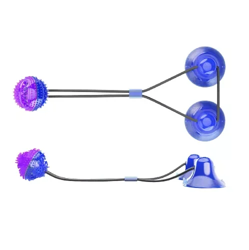 Wholesales Double Powerful Suction Cup Tension Ball Rubber Chew Ball Leakage Food Toy Dog Toothbrush