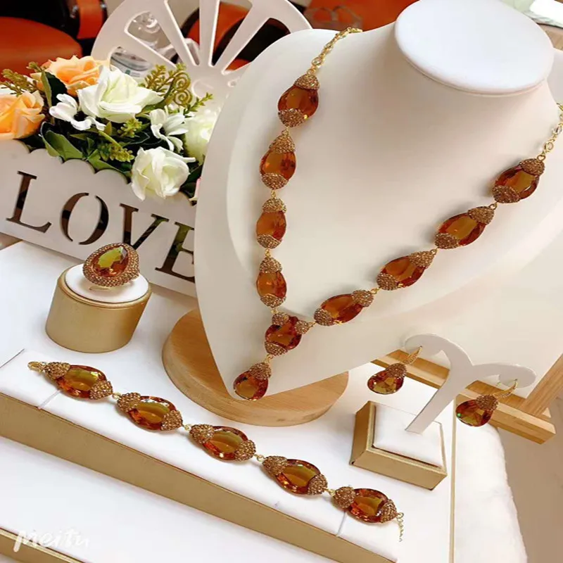 Turkish Jewelry Exotic Style Jewelry Colorful Stone Sultan Stone 5 pieces fashion exquisite custom jewelry set
