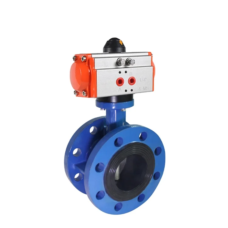COVNA 1000mm Double Acting Air Control Operated Cast Iron Double Flange Type Pneumatic Butterfly Valve