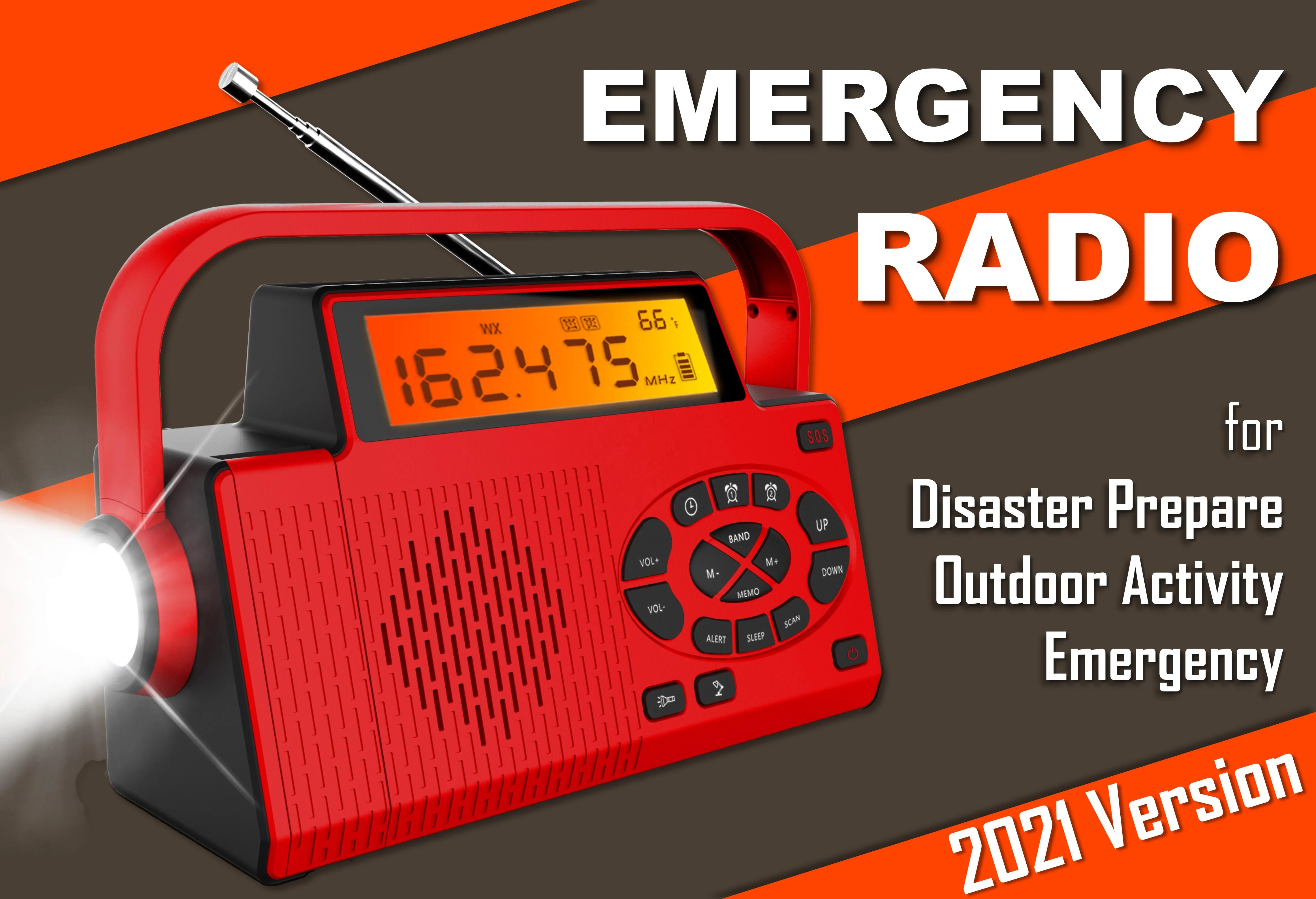 XSY-310 Hot Portable 5000mAh Battery Power Bank flashlight Solar Digital Radio Speaker NOAA weather signal SCAN and ALERT