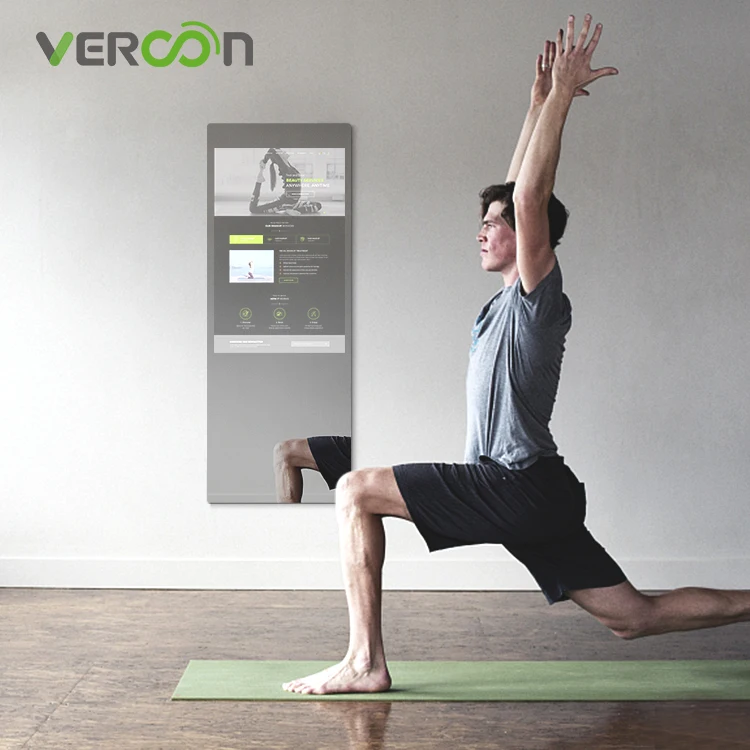 Chinese Factory interactive touch screen smart mirror with camera fitness mirror workout for gym