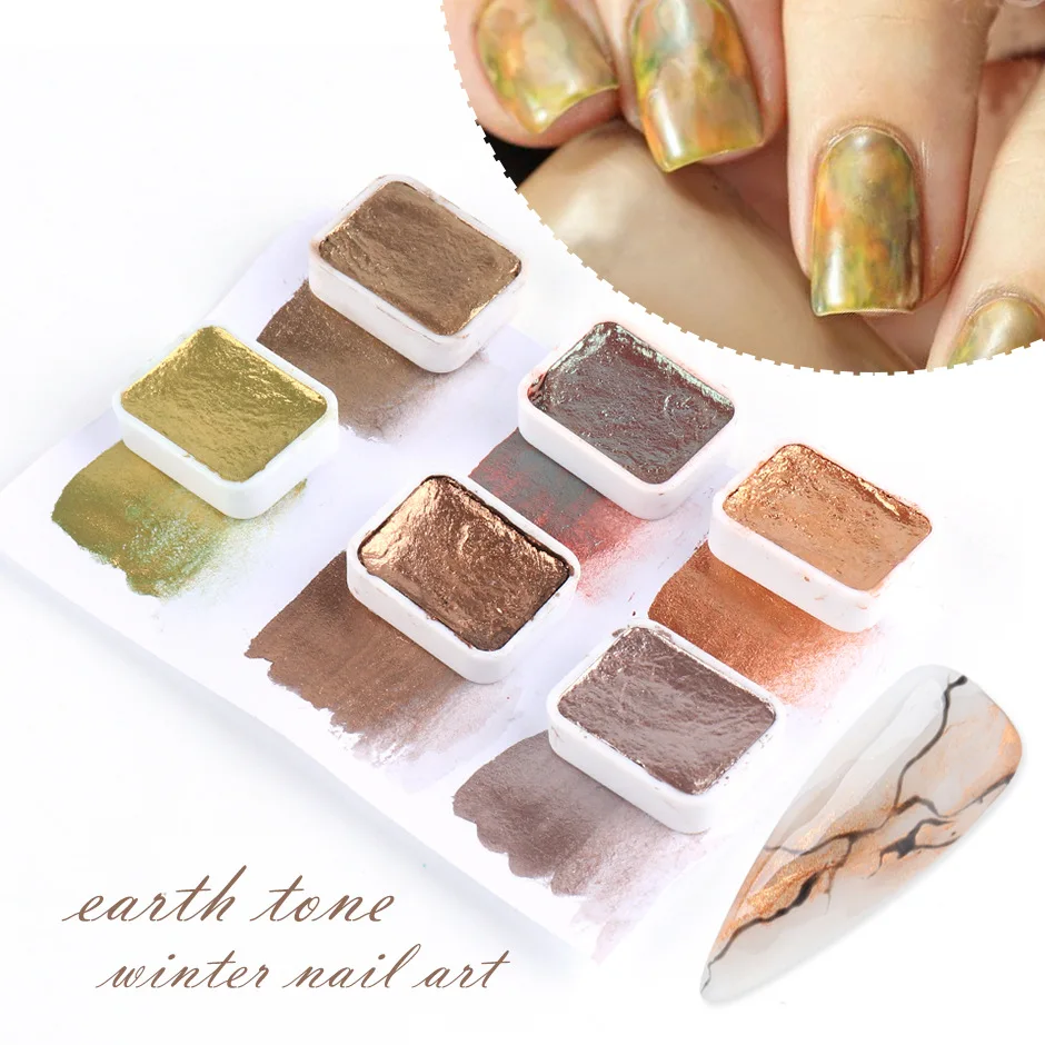 Cross-border hot nail paint solid metal pearlescent watercolor fainting Japanese pigment nail fainting painting