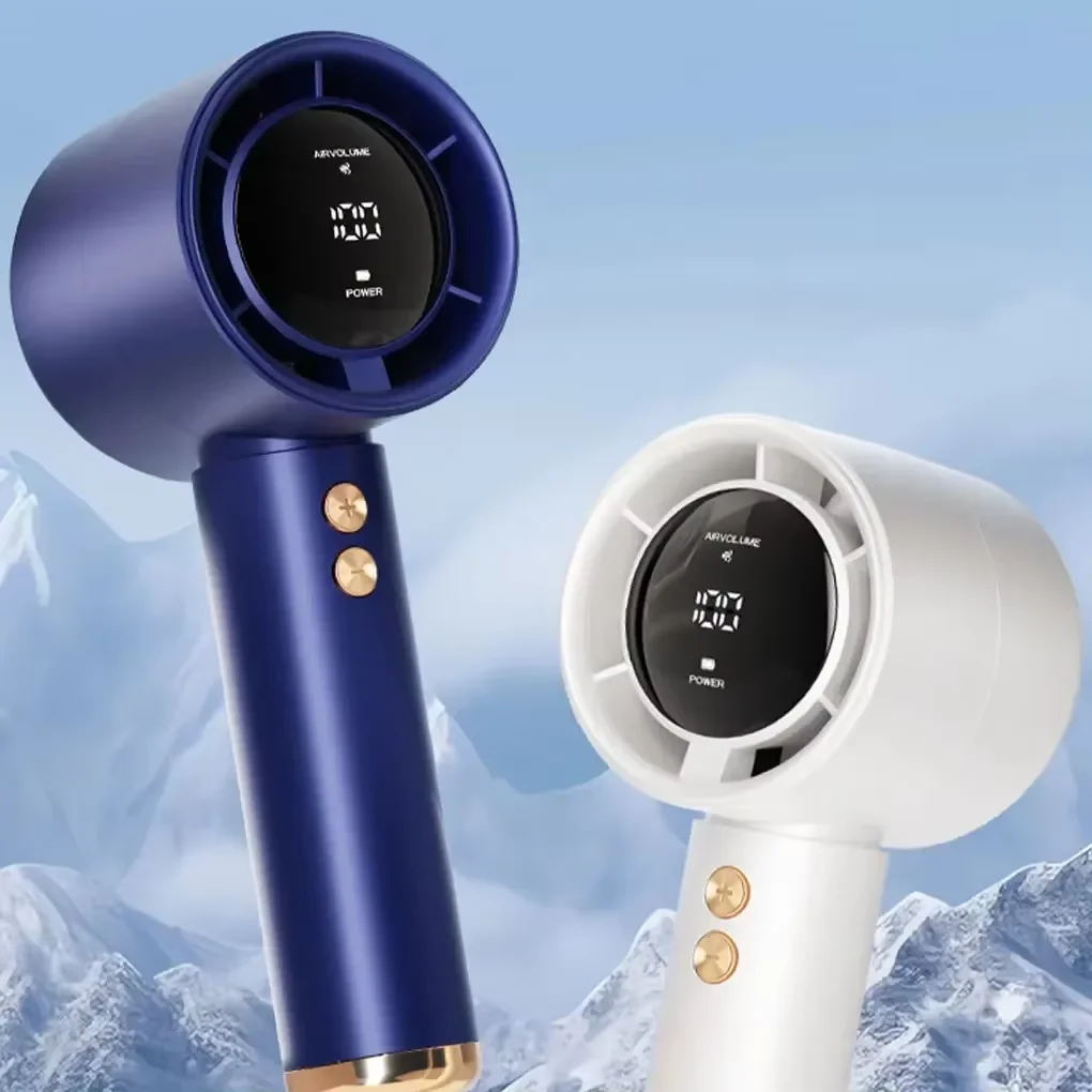 Led Power Digital Display 3000mAh Battery Portable Turbo Electric Fan 100 Speed Wind adjustment USB Recharge Small Cooling Fan