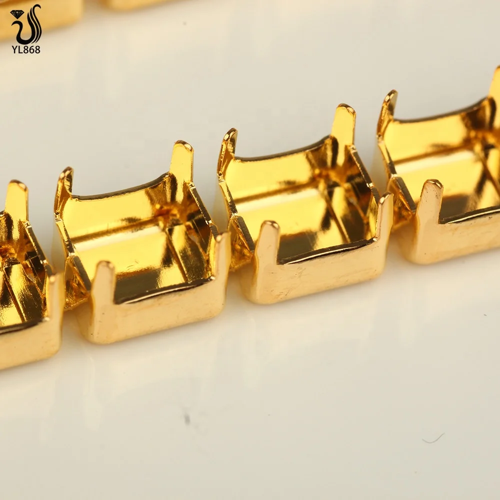 YL Golden Silver Plated Brass Cup Empty Rhinestone Cup Chain With Rond Base