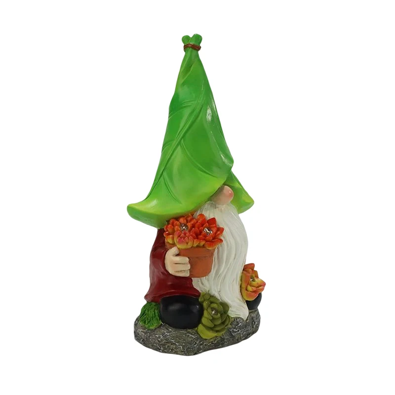 wholesale dwarf statue with solar energy garden gnome with light Garden Little Elf solar function garden decoration