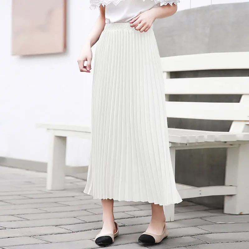 Wholesale 2024 Summer Long Skirts For Women Casual High Waist Pleated Skirts Women Long