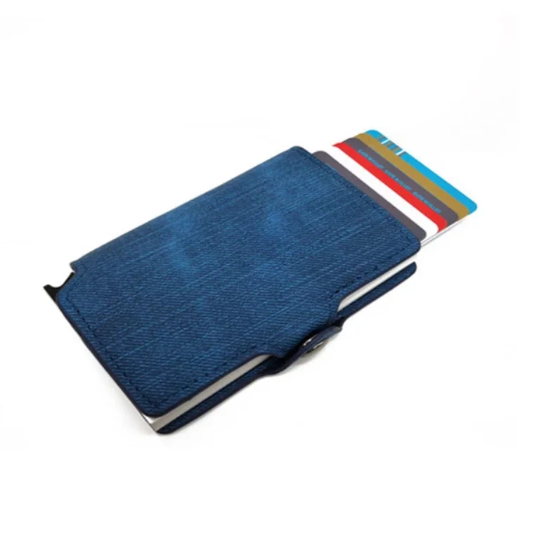 PU Single Aluminum Box Business Hasp Card Case Slim Wallet New RFID Blocking Slim Card Holder