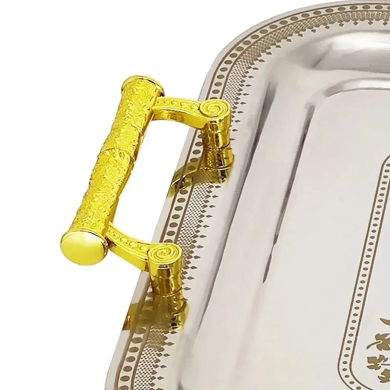 Gold Mirror Tray Luxury Custom Silver Buffet Wholesale Meal Hotel Serving Trays