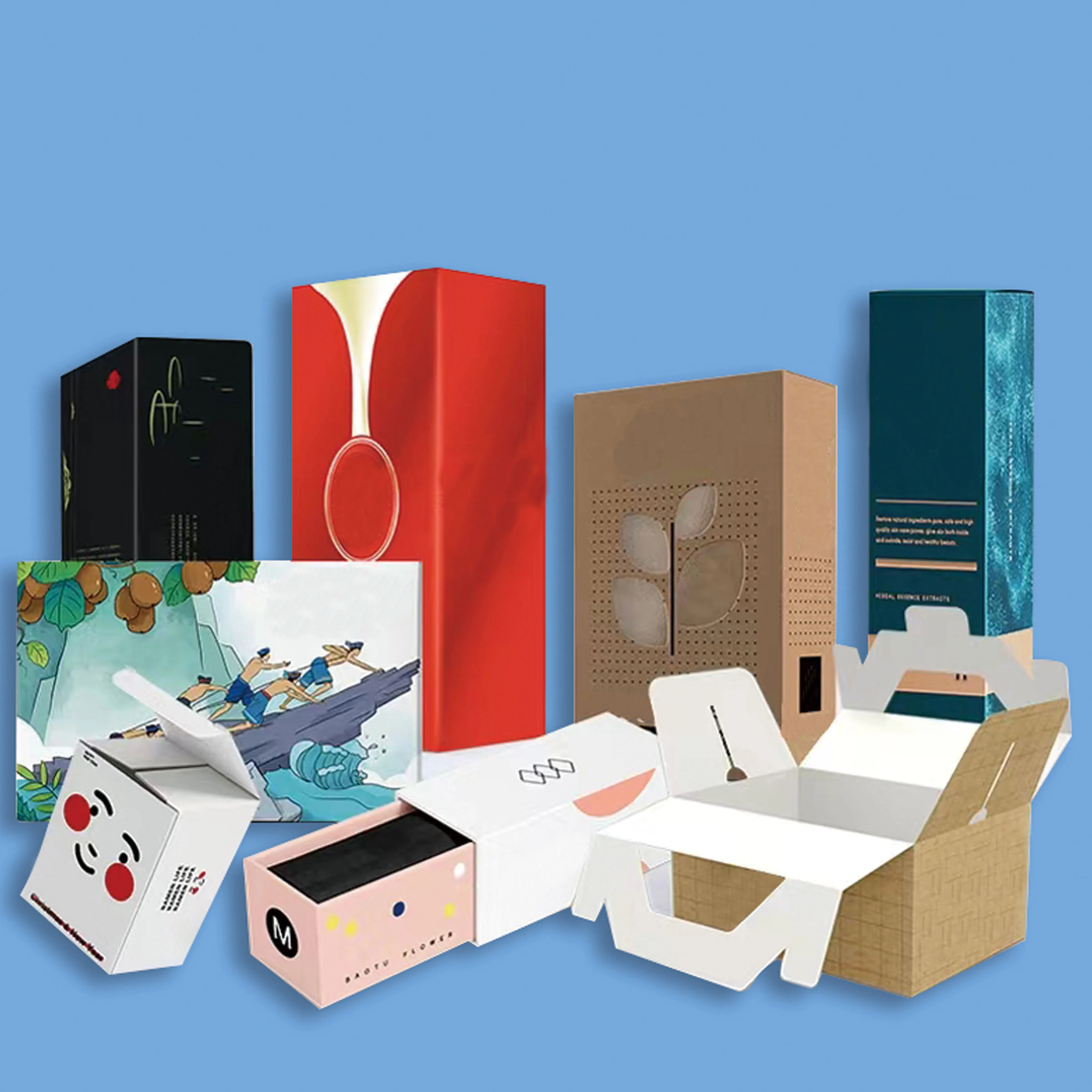 large custom packaging customized customize box product logo printed food paper with insert and printing boxes