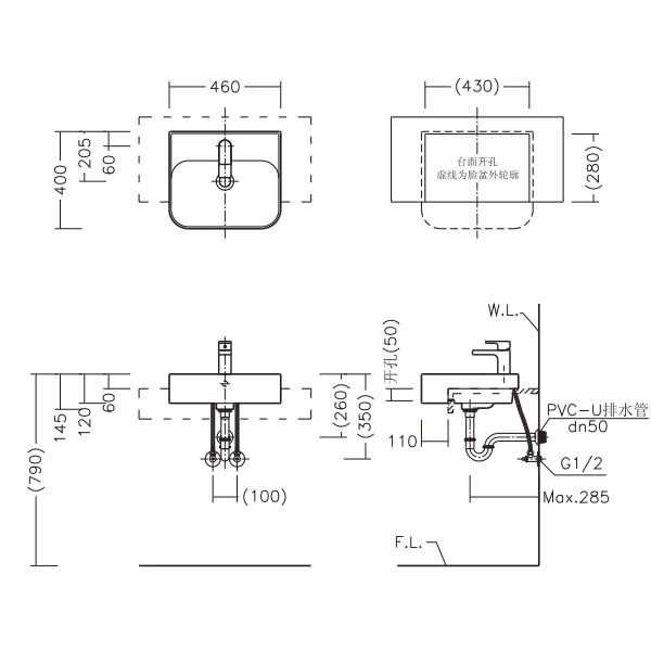 Factory direct simple and generous white basin semi-built-in washbasin for bathroom washing