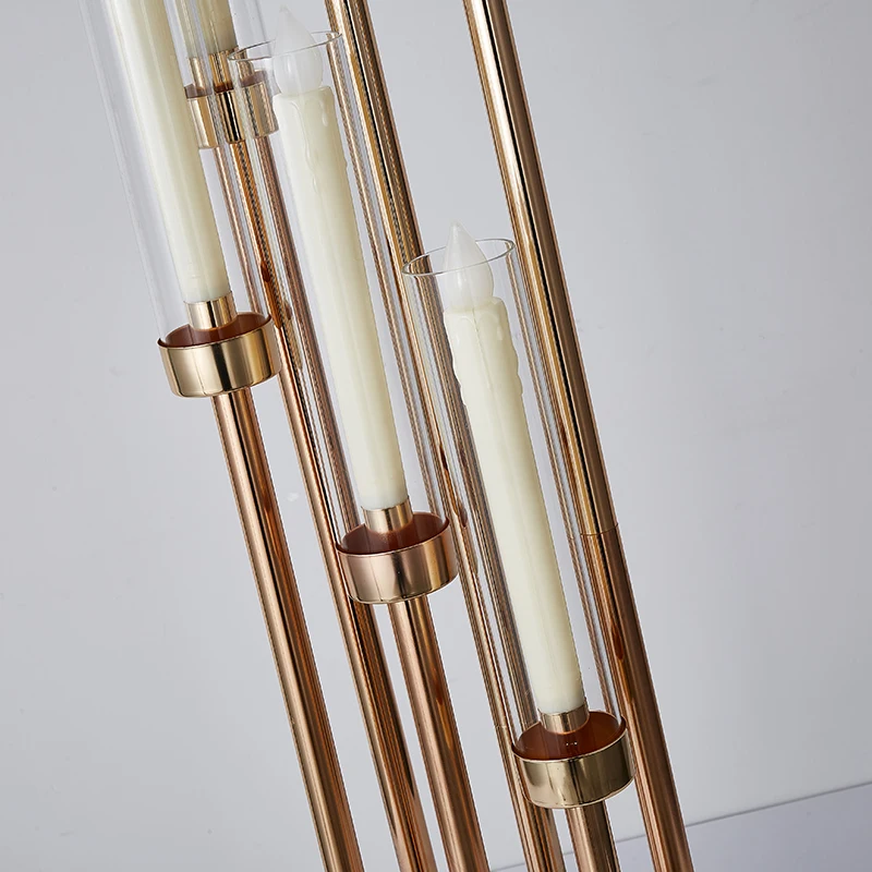 Zhuoyun Wholesale Price 6 Arms Wedding Decoration Table Centerpiece Gold Metal Candle Holder