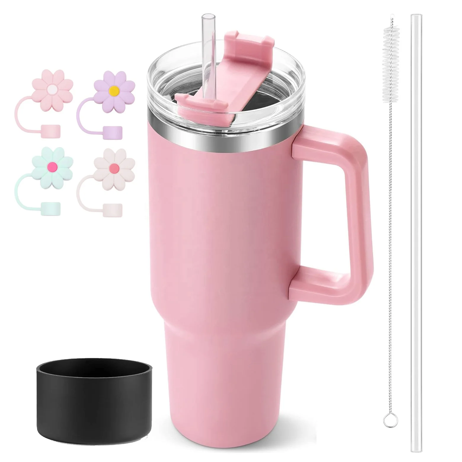 Custom Premium Quality Reusable 40 oz Metal Cup Insulated Stainless Steel HydrogenTravel Mug 40oz Tumbler with Handle Straw Lid