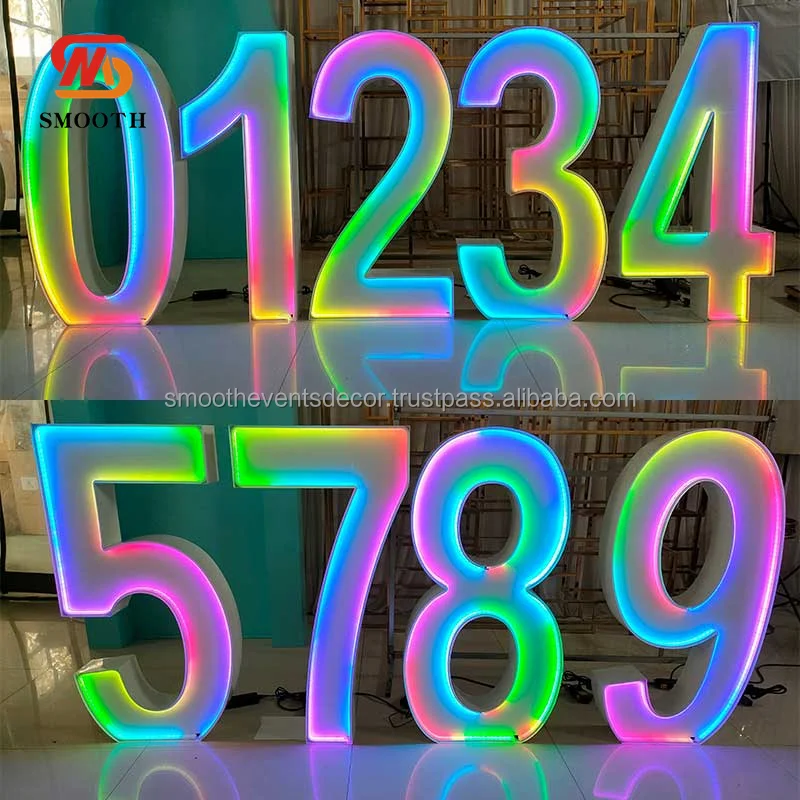 SMOOTH Custom 4ft Large Light up LED Birthday Number Light RGB Neon Letter Marquee Lights for Party Events Decoration