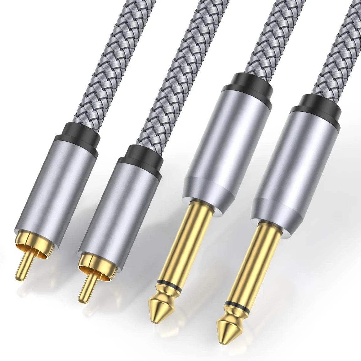 RCA Cable HiFi Stereo 2RCA To Dual 6.35 Audio Cable Double RCA Jack Splitter For Amplifiers Audio Home Theater Cable RCA